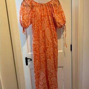 Orange and White Paisley Off-Shoulder Dress Ro’s Garden